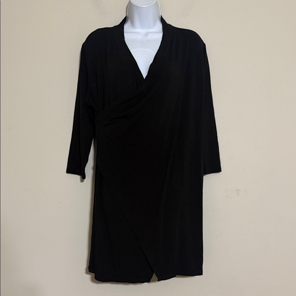 MARELLA Black black top blouse women XXL pull on soft slit bottom details casual